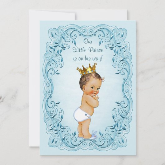 Invitation Baby shower Feuille Brunette Little Prince (Devant)