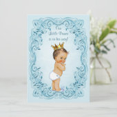 Invitation Baby shower Feuille Brunette Little Prince (Debout devant)