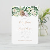 Invitation Baby shower Feuille d'aquarelle tropicale (Debout devant)