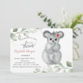 Invitation Baby shower Feuille de Cute Koala (Debout devant)