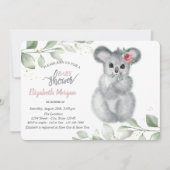 Invitation Baby shower Feuille de Cute Koala (Devant)