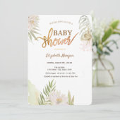 Invitation Baby shower Feuille de fleurs tropicales exotiques (Debout devant)