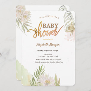 Invitation Baby shower Feuille de fleurs tropicales exotiques
