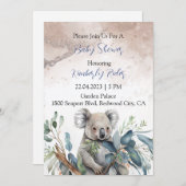 Invitation Baby shower Feuille de Koala (Devant / Derrière)