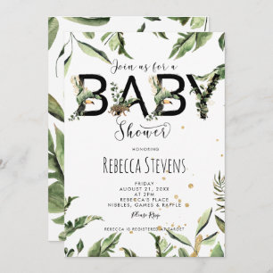 invitation baby shower feuille de la jungle tropic