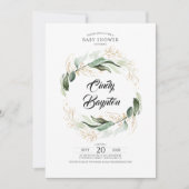 Invitation Baby shower Feuille de la verdure et du feuillage  (Devant)