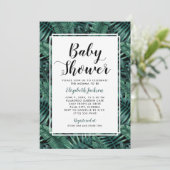 Invitation Baby shower Feuille de palmier vert moderne (Debout devant)