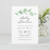 Invitation Baby shower| Feuille d'eucalyptus (Debout devant)