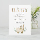 Invitation Baby shower feuille d'eucalyptus doux (Debout devant)