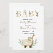 Invitation Baby shower feuille d'eucalyptus doux (Devant / Derrière)