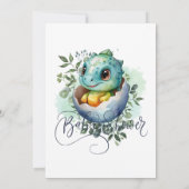 Invitation Baby shower Feuille Dinosaur Oeuf Cute Aquarelle (Dos)