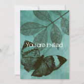 Invitation Baby shower Feuille du papillon vert (Devant)