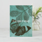 Invitation Baby shower Feuille du papillon vert (Debout devant)