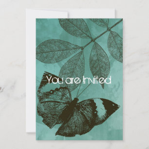 Invitation Baby shower Feuille du papillon vert