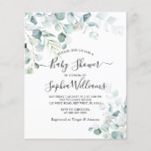 Invitation Baby shower Feuille Eucalyptus Budget (Devant)