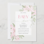 Invitation Baby shower Feuille moderne rose Lily (Devant)