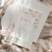 Invitation Baby shower Feuille moderne rose Lily