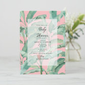 Invitation Baby shower Feuille rose moderne de palme tropical (Debout devant)