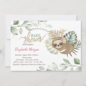 Invitation Baby shower Feuille Sleeping Sloth (Devant)