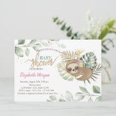 Invitation Baby shower Feuille Sleeping Sloth (Debout devant)