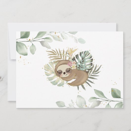 Invitation Baby shower Feuille Sleeping Sloth (Dos)