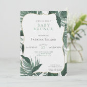 Invitation Baby shower Feuille tropical Brunch Green (Debout devant)