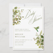 Invitation Baby shower feuille vert (Devant)