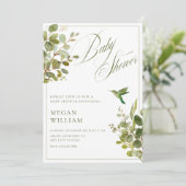 Invitation Baby shower feuille vert (Debout devant)