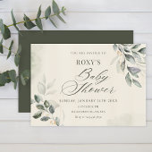 Invitation Baby shower feuille vert