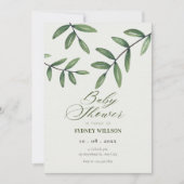 Invitation Baby shower Feuille verte (Devant)