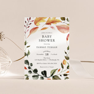 Invitation Baby shower Feuilles d'automne