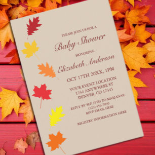 Invitation Baby Shower Feuilles d'Automne