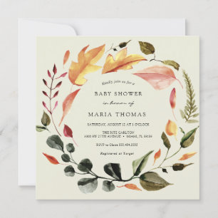 Invitation Baby shower Feuilles d'automne