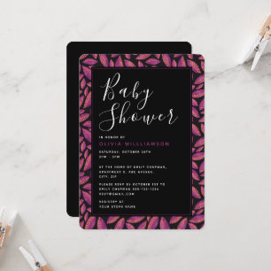 Invitation Baby Shower Feuilles de Automne Violettes