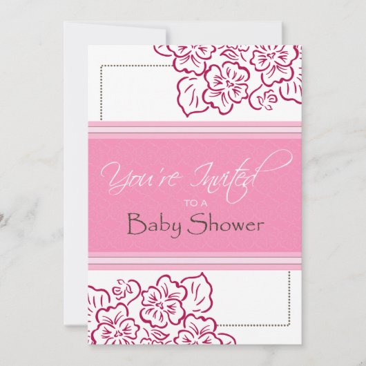 Invitation Baby shower| Feuilles| Rose (Devant)