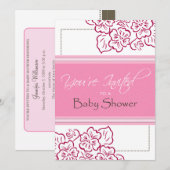 Invitation Baby shower| Feuilles| Rose (Devant / Derrière)