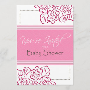 Invitation Baby shower Feuilles Rose