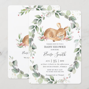 Invitation Baby shower feuillus de Woodland Deer