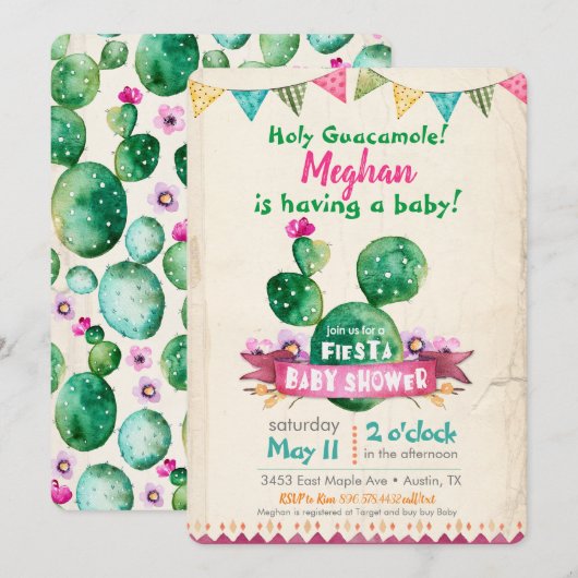 Invitation Baby shower Fiesta (Devant / Derrière)