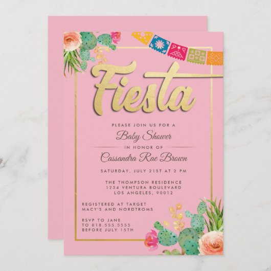 Invitation Baby shower Fiesta (Devant / Derrière)