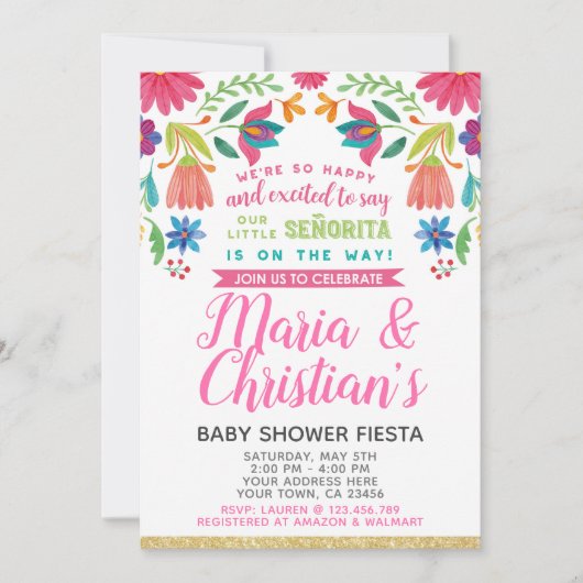Invitation Baby shower Fiesta (Devant)