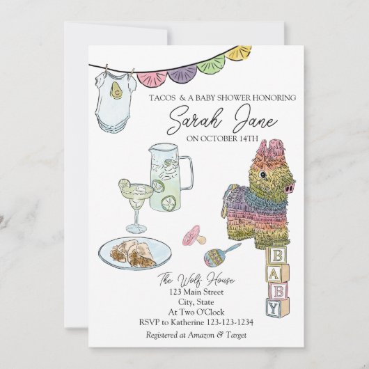 Invitation Baby shower Fiesta (Devant)