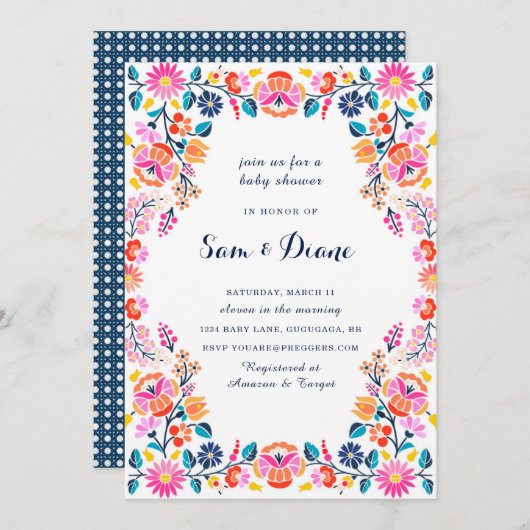 Invitation Baby shower Fiesta (Devant / Derrière)