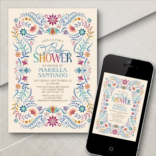 Invitation Baby shower Fiesta Boho