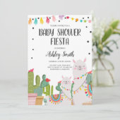 Invitation Baby shower Fiesta Cactus Llama Confetti Mexicaine (Debout devant)