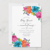 Invitation Baby shower Fiesta Floral Aquarelle (Devant)