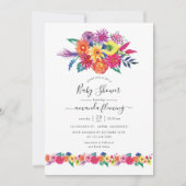 Invitation Baby shower Fiesta Floral Aquarelle (Devant)