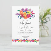 Invitation Baby shower Fiesta Floral Aquarelle (Debout devant)