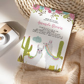 Invitation Baby shower Fiesta Llama et Cactus