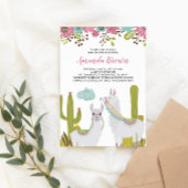 Invitation Baby shower Fiesta Llama et Cactus